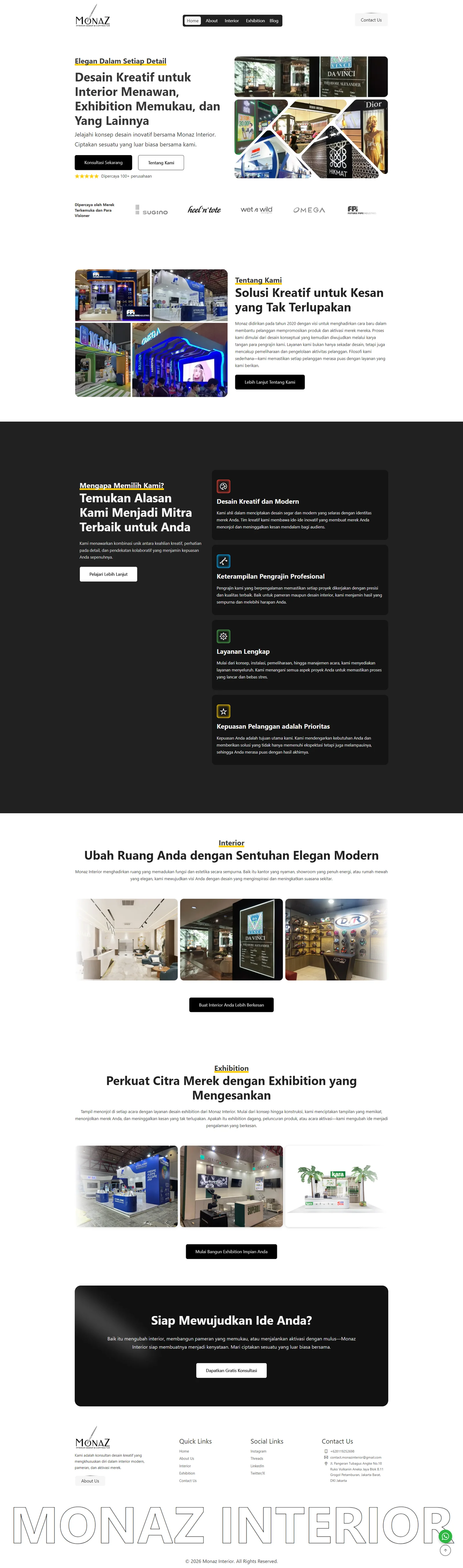 Tampilan website Monaz Interior